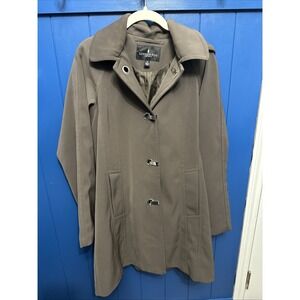Women's London Fog Stone Trench Coat Outerwear Size Medium Hardware Button